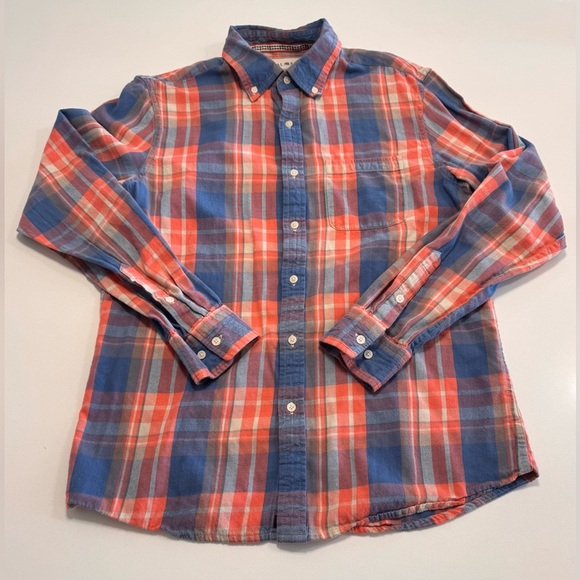 The Normal Brand Other - The Normal Brand Shirt Mens Med Blue Orange Plaid Flannel Grunge Mountains Cabin